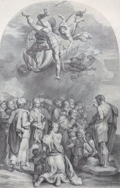 Deska 41: Svatý Jan Křtitel káže velkému zástupu a křtí děti, 1756. Tvůrci: Bartolomeo Crivellari, Gabriel Söderling. od Bartolomeo Crivellari, Gabriel Söderling