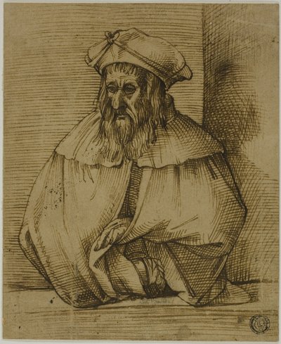 Půdorysný náčrt gentlemana v klobouku a plášti od Bartolomeo Passarotti