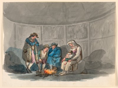 Rodina pastýřů v noci od Bartolomeo Pinelli