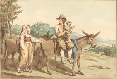 Rolnická rodina a dva osli od Bartolomeo Pinelli