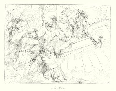 Boj na moři (litografie) od Bartolomeo Pinelli