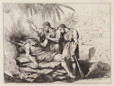 Spálení Pompeiova bezhlavého těla (lept) od Bartolomeo Pinelli