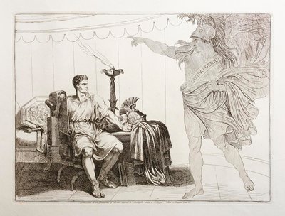 Před bitvou u Filipp se Brutovi zjevuje Caesarův duch od Bartolomeo Pinelli