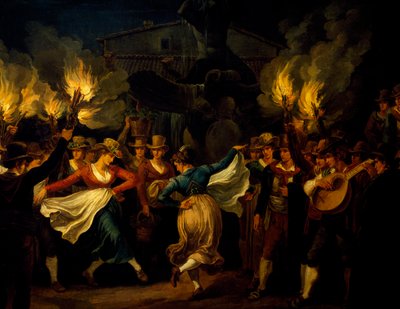 Tanečníci, detail z Nočního tance na Piazza Barberini v Římě po sklizni, Bartolomeo Pinelli (1781-1835), Itálie od Bartolomeo Pinelli