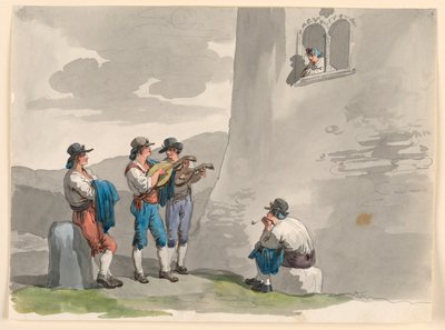 Kresba, Serenáda, 1807-08 od Bartolomeo Pinelli