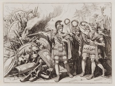 Gaius Marius pálí zbraně Cimbrů a Teutonů od Bartolomeo Pinelli