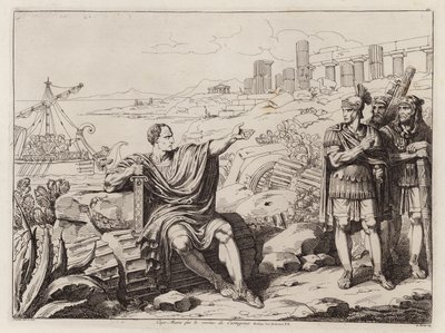 Gaius Marius sedící mezi ruinami Kartága (lept) od Bartolomeo Pinelli