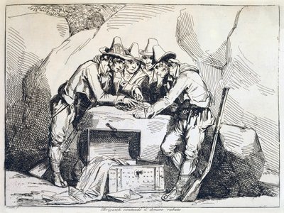 Skupina banditů, od Bartolomea Pinelliho (1781-1835), rytina od Bartolomeo Pinelli