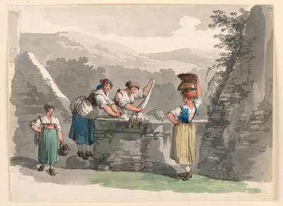 Prádelna v horách poblíž Říma od Bartolomeo Pinelli