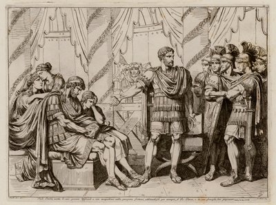 Lucius Aemilius Paullus Macedonicus ukazuje na poraženého makedonského krále Persea. od Bartolomeo Pinelli