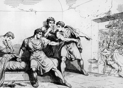 Neronova smrt, z Historie císařů, počínaje Ottavio, rytina Bartolomeo Pinelli (1781-1835), Řím od Bartolomeo Pinelli