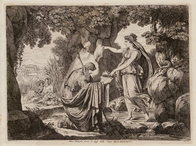 Numa Pompilius s nymfou Egerií (lept) od Bartolomeo Pinelli