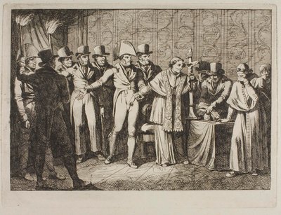 Pius VII. Unesen Francouzi v noci 6. července 1809 od Bartolomeo Pinelli