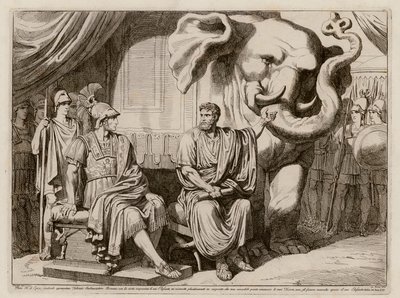 Pyrrhos z Epiru a jeho slon (lept) od Bartolomeo Pinelli