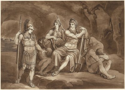Telemachus žádá od Pluta o povolení hledat svého otce v podsvětí od Bartolomeo Pinelli