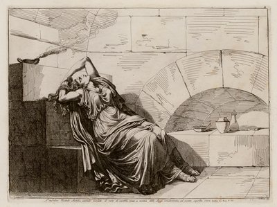 Vestálka Sestilia pohřbená zaživa (lept) od Bartolomeo Pinelli