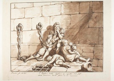 Ugolini della Gherardesca a jeho synové ve věži, kde hladověli od Bartolomeo Pinelli