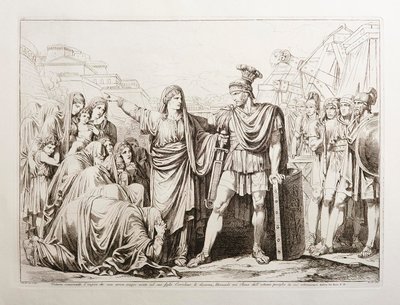 Veturia odzbrojila svého syna Coriolana a zachránila tak Řím před velkým nebezpečím od Bartolomeo Pinelli