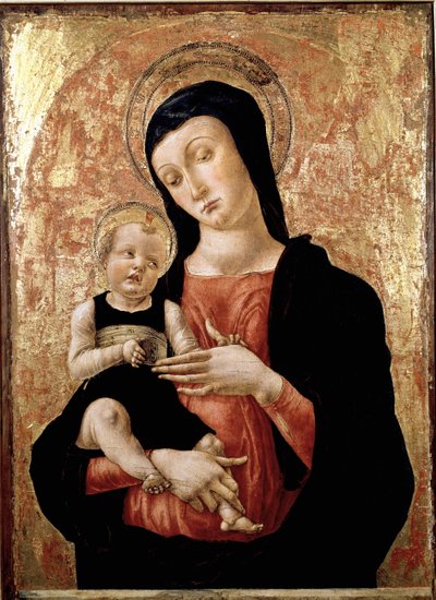 Panna s dítětem Obraz Bartolomea Vivariniho (asi 1432-po 1491) Benátské muzeum 15. století Correr od Bartolomeo Vivarini