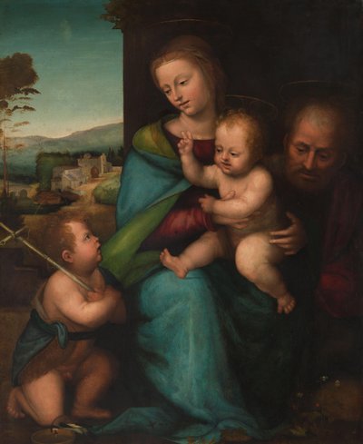 Svatá rodina s dítětem Janem Křtitelem od Bartolommeo (Fra) (circle of)