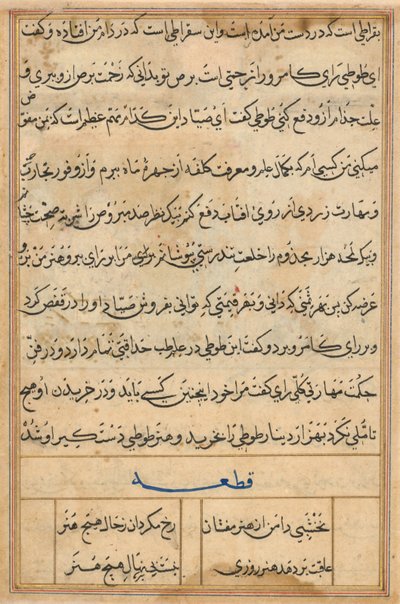 Stránka z Příběhů papouška Tuti-nama: textová stránka, c. 1560. od Basavana