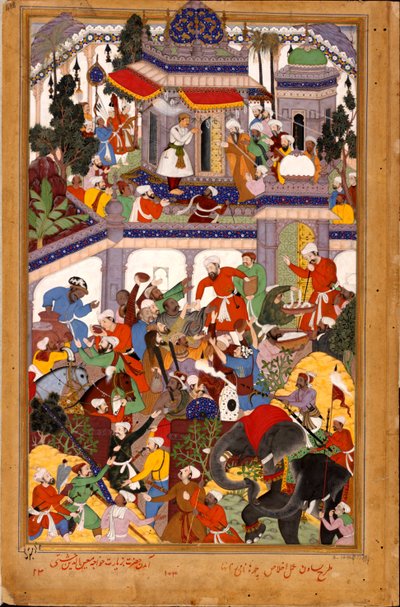 Akbar navštěvuje svatyni Khwaj: Muin ad-Din Chishti v Ajmeru z roku 1590 od Basawan