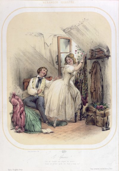 Ilustrace k písni Le Grenier od Pierra Jean de Beranger (1780-1857) od Bassaget Numa