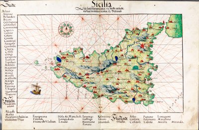 Mapa Sicílie od Battista Agnese