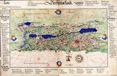 Mapa "Das Heilige Land" 1554 [Překlad: Svatá země] od Battista Agnese