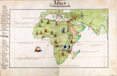 Velumová mapa Afriky, Indie a Středomoří od Battista Agnese