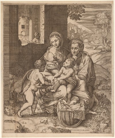 Svatá rodina (La Perla) (po Raphaelovi) od Battista Angolo del Moro