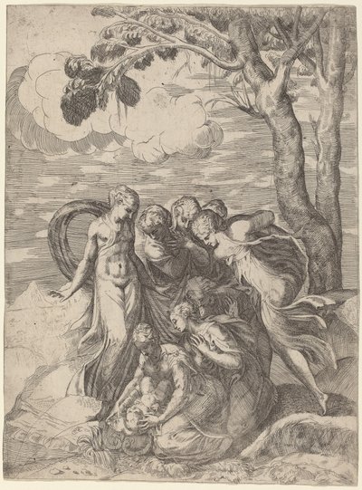 Nalezení Mojžíše od Battista Angolo del Moro, after Andrea Meldolla, called Schiavone