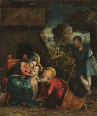 Svatá rodina s pastýřem, počátek 20. let 15. století (olej na plátně) od Battista Dossi