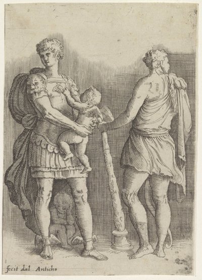 Perseus se dvěma putti a Herkulesem, při pohledu zezadu od Battista Franco