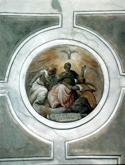 Znázornění jedné z ctností, detail ze stropu kaple Grimani (freska) od Battista Franco