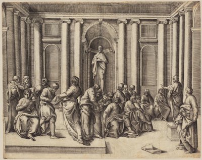 Zwölfjähriger Jesus diskutiert mit den Tempelgelehrten od Battista Franco