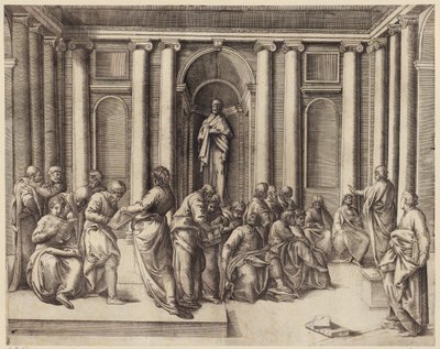 Zwölfjähriger Jesus diskutiert mit den Tempelgelehrten od Battista Franco