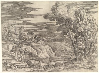 Krajina s jezdcem a jeho ženichem, ca. 1552-61. od Battista Franco Veneziano