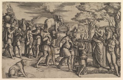 Melchizedek nabízející chléb a víno Abrahamovi, ca. 1547. od Battista Franco Veneziano