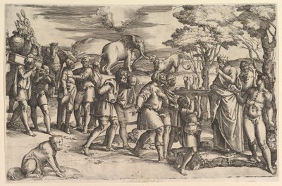 Melchizedek nabízející chléb a víno Abrahamovi, ca. 1547. od Battista Franco Veneziano