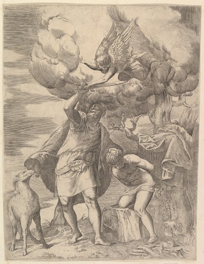 Anděl zůstává Abrahamovou paží, po roce 1552. od Battista Franco Veneziano
