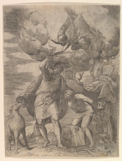 Anděl zůstává Abrahamovým ramenem po roce 1552. od Battista Franco Veneziano