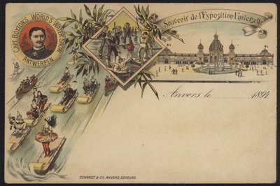Světová vodní show kapitána Boytona, suvenýr z Exposition Internationale d"Anvers, Antverpy, Belgie, 1894 od Belgian School