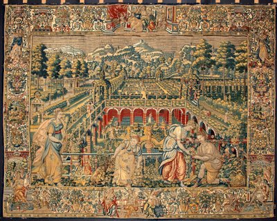 Scéna sklizně ovoce. Tapiserie bruselských manufaktur. 16. století Genes, Musei di Strada Nuova od Belgian School