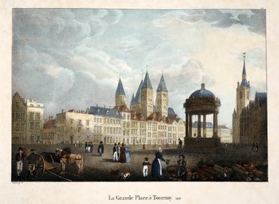 The Grande Place v Tournay, 1816, kolem roku 1895 (fotochrom) od Belgian School