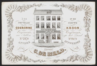 La Nouvelle Couronne, De Nieuwe Kroon, Anvers, Antverpy (rytina) od Belgian School