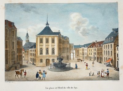 Náměstí a lázeňská radnice, kolem roku 1895 (fotochrom) od Belgian School