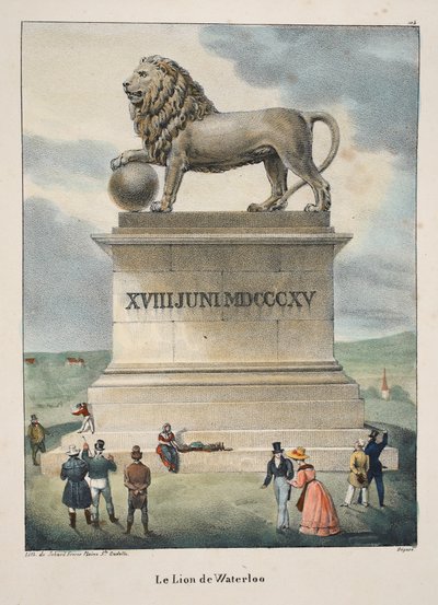 Le Lion de Waterloo, kolem roku 1895 (fotochrom) od Belgian School