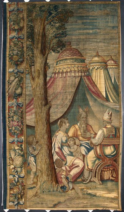 Moise s Jetrem a Seforou Tapiserie od Dionýsa Martenze podle kartonů Luky Cambiasa (1527-1584) vyrobených v bruselských manufakturách 1561-1564 Dim. 391x141,2 cm Ženy, Musei di Strada Nuova od Belgian School