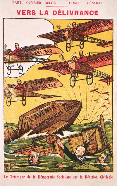 Plakát inzerující Parti Ouvrier Belge (Belgická strana pracujících) před rokem 1914 od Belgian School